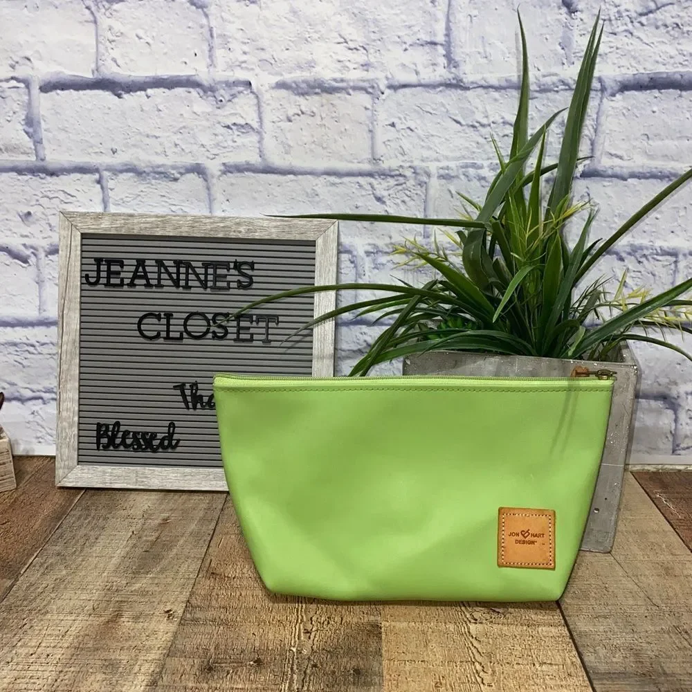 Jon Hart Grande Travel Cosmetic Bag “heather” good preowned lime green